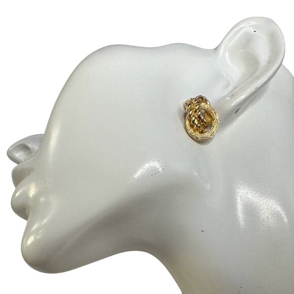 Christian Dior Round Entwined Rope Knots Gold Plated Clip-On Earrings - Picture 10 of 10